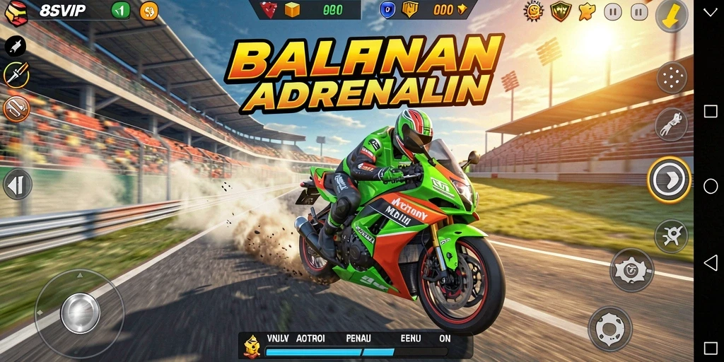 Tampilan gameplay 8SVIP yang penuh aksi dan kecepatan.