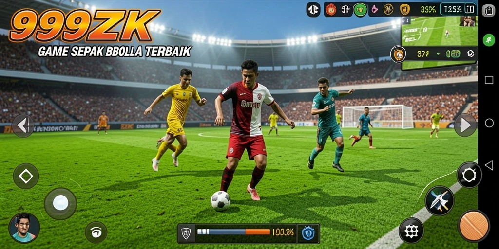 Screenshot menampilkan aksi seru permainan sepak bola di 999ZK.