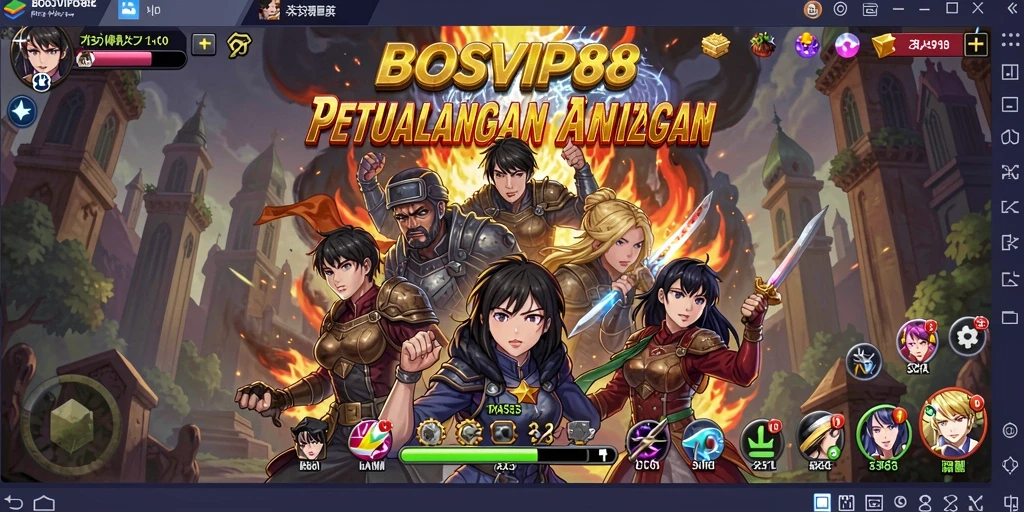 Tampilan gameplay menarik dari BOSVIP88 menggambarkan pertarungan seru karakter anime.