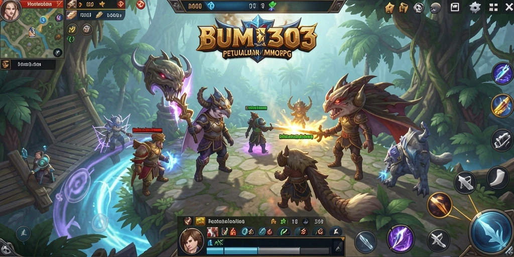 Screenshot BUMI303 menampilkan aksi pertarungan epik di dunia MMORPG.