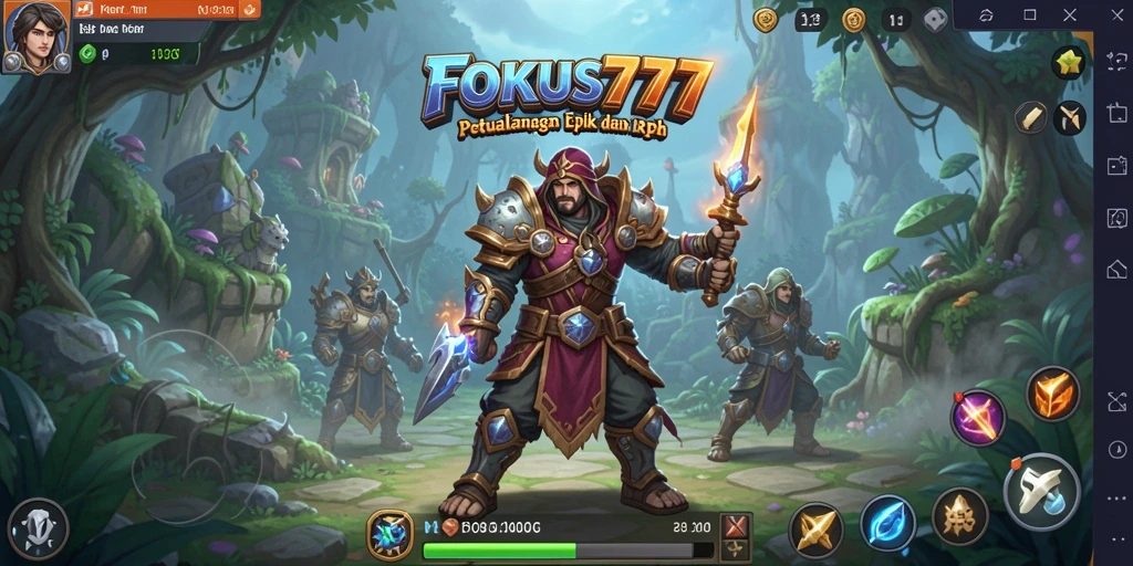 Screenshot FOKUS777 menampilkan aksi seru dalam pertempuran RPG.