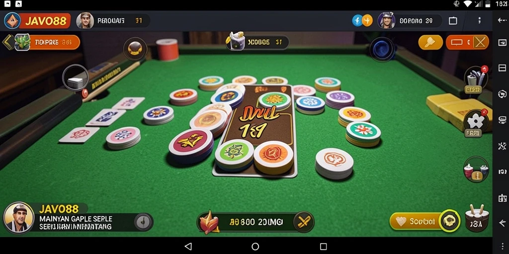 Tampilan gameplay seru di JAVO88 dengan kartu Gaple.