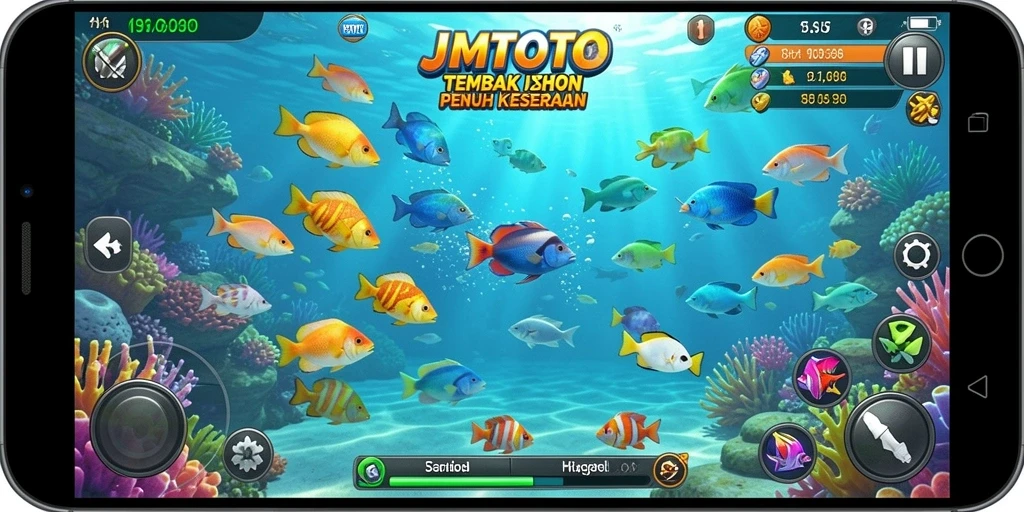 Tampilan gameplay Tembak Ikan yang seru dan penuh warna.