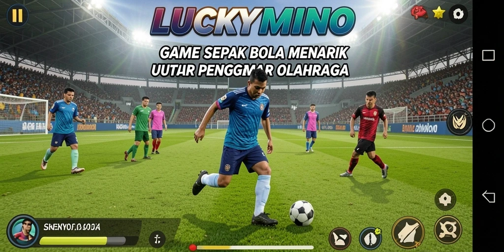 Tampilan gameplay LUCKYMINO yang mendebarkan dalam aksi sepak bola.