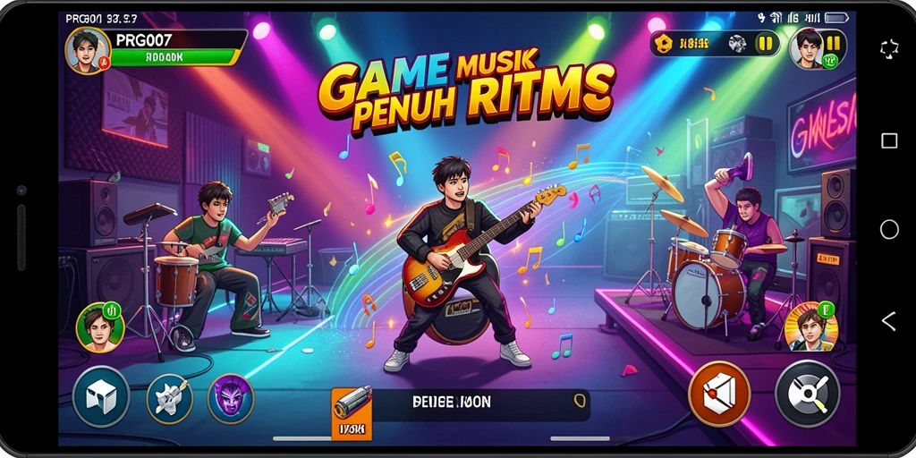 Tampilan gameplay PRG007 dengan berbagai pilihan lagu dan tantangan.
