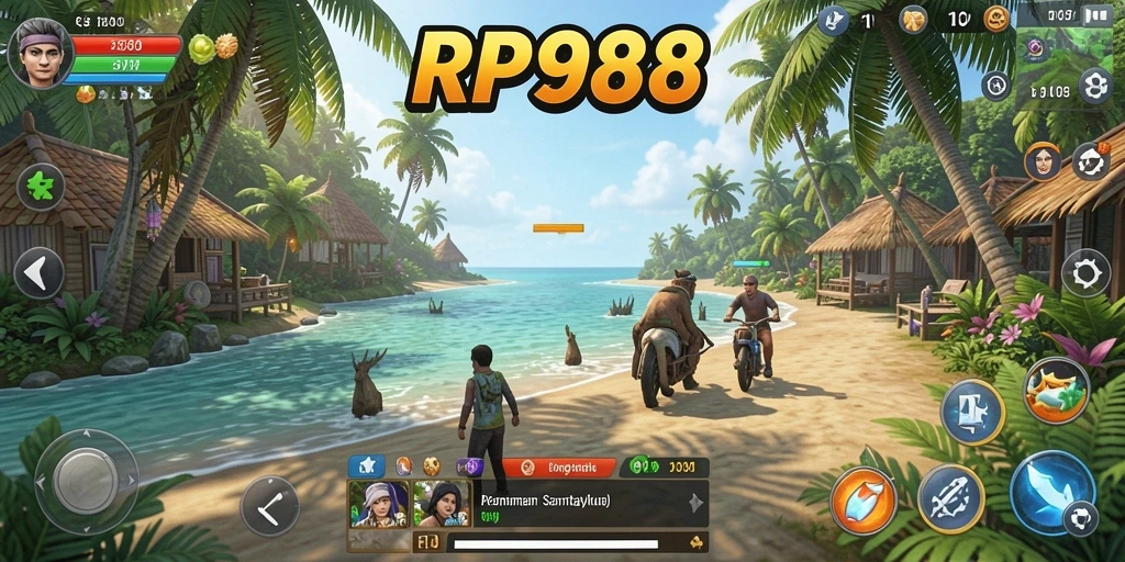 Screenshot utama RP888 menampilkan gameplay yang seru dan penuh warna.