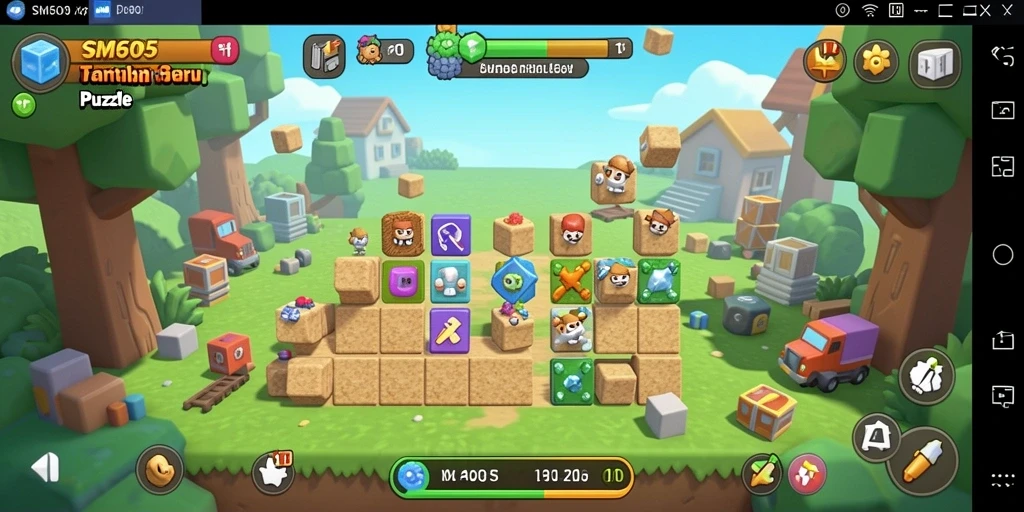 Gameplay SM605 menampilkan tantangan puzzle yang menarik dan beragam.