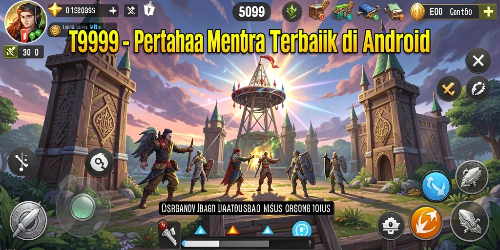 Gameplay T9999 yang menegangkan dengan menara strategis.