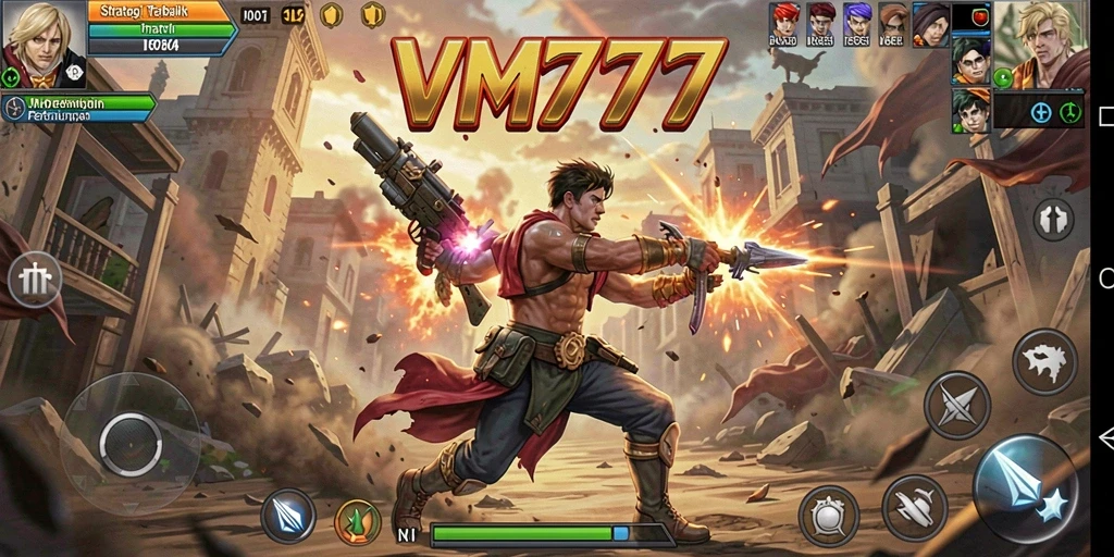 Tampilan aksi seru dalam gameplay strategis VM777.