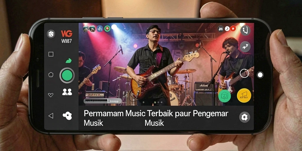 Screenshot gameplay WG87 menampilkan pemain menikmati berbagai lagu.